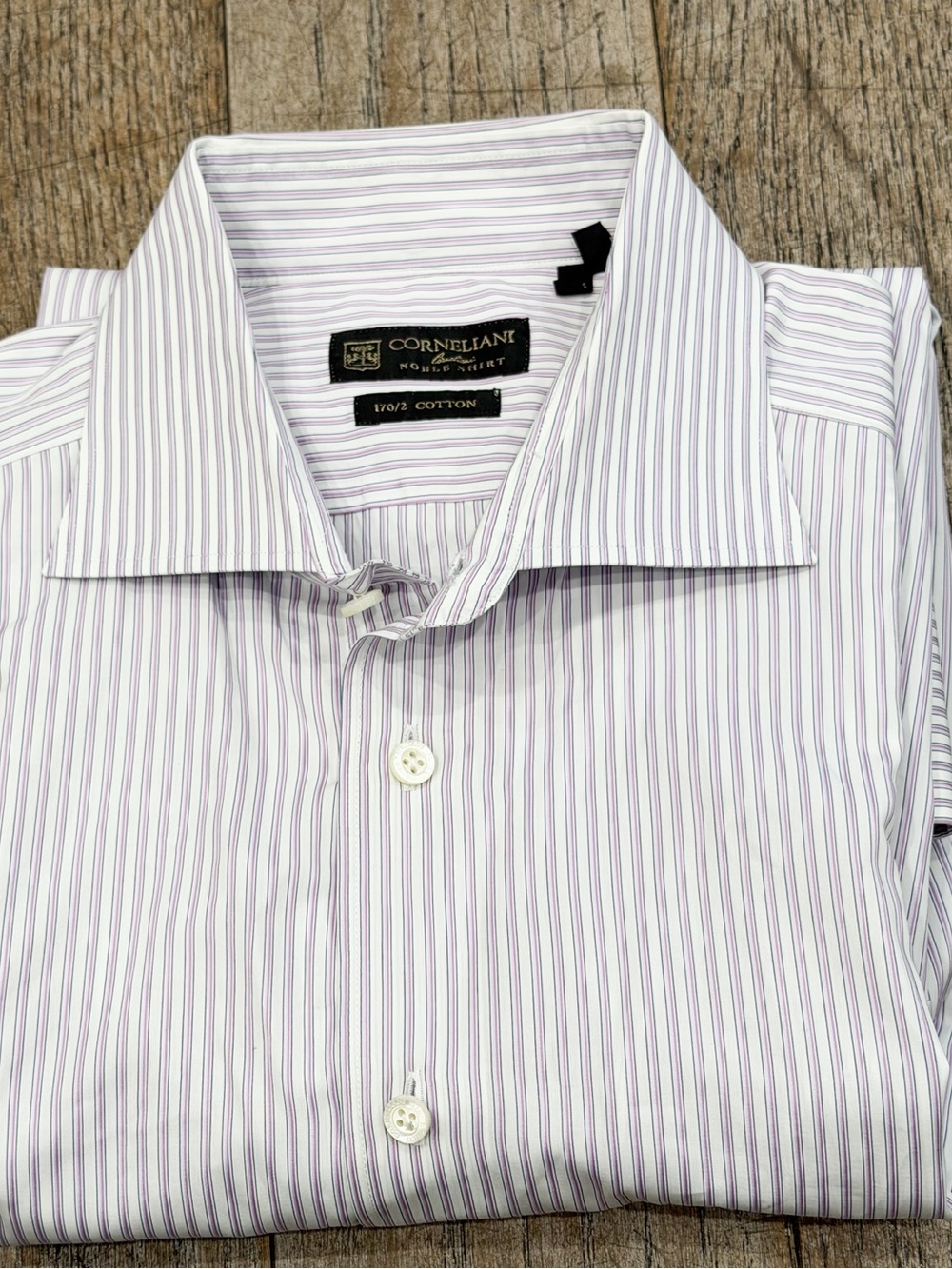Corneliani Noble Shirt 16.5 42 Men Striped Dress Shirt 170/2 Luxury Cotton Italy